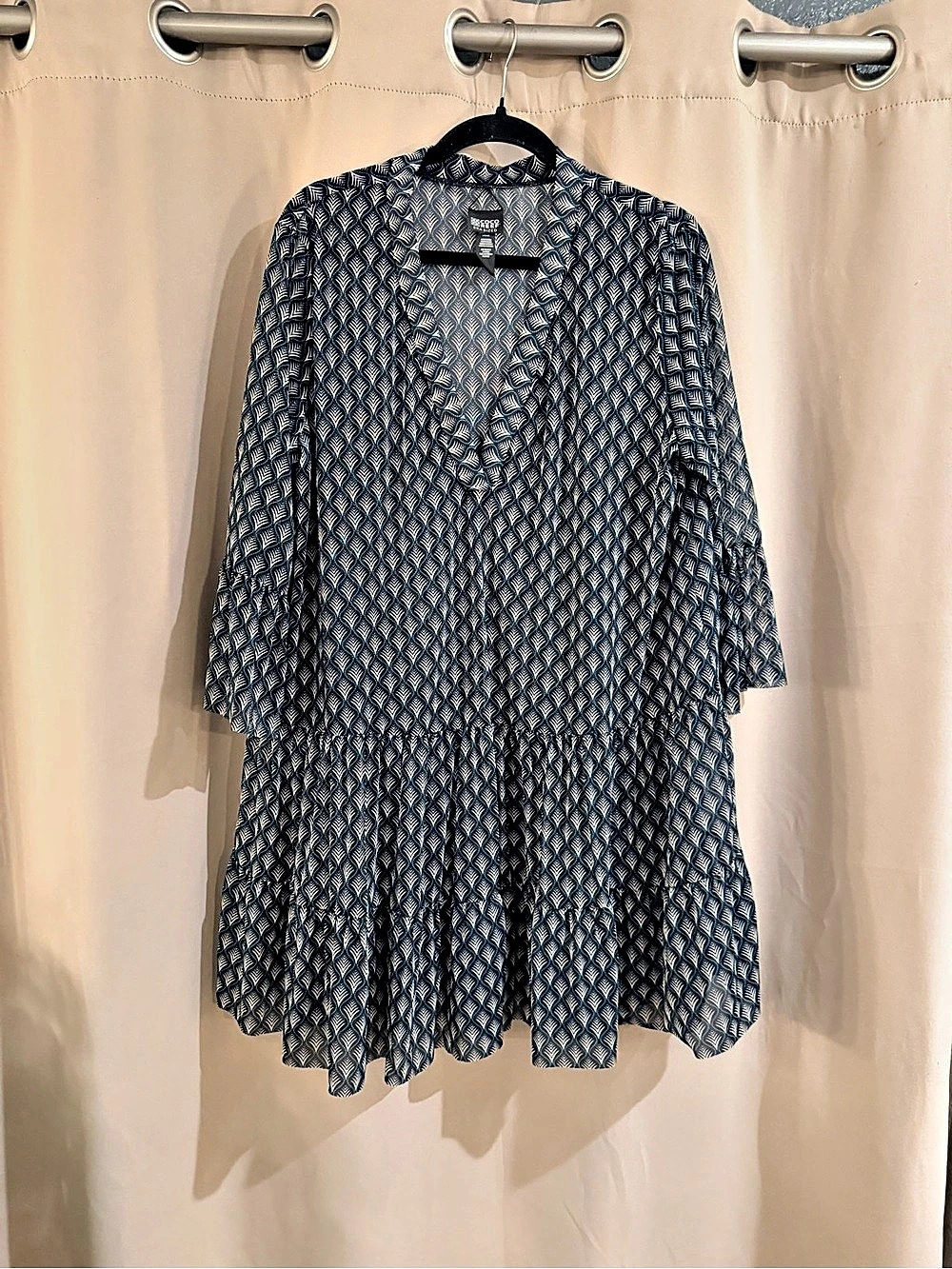 Coco Reef Enchant Cover-Up Dress Geometric Blue & White